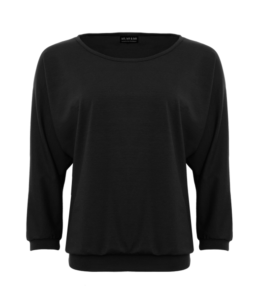 Shirt mit Fledermausärmeln in schwarz -  aus feiner Bio Baumwolle